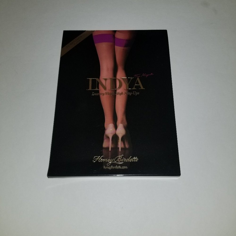 Honey Birdette Indya Magenta Stockings Luxury Thigh High Stay Ups sz Medium new
